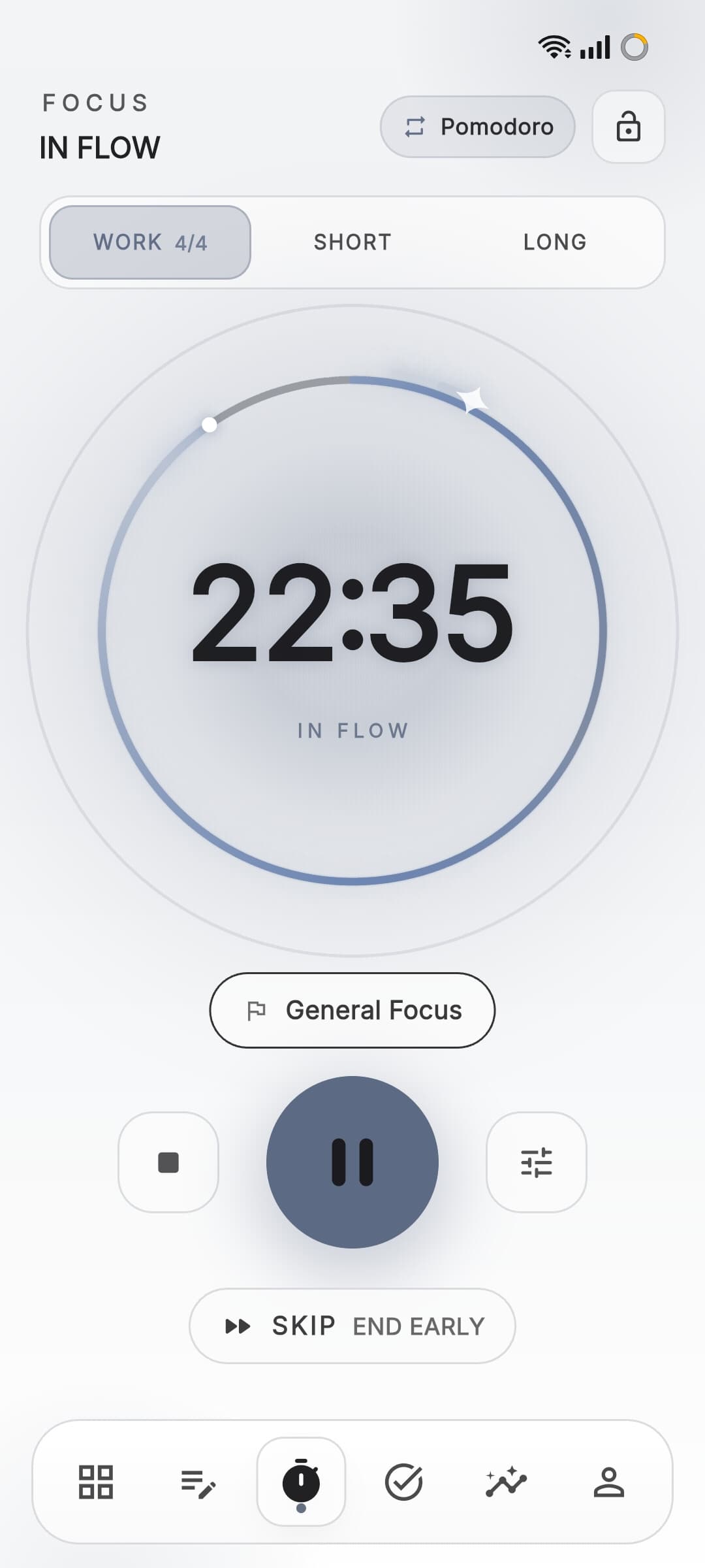 Aura focus timer with a calm breathing interface