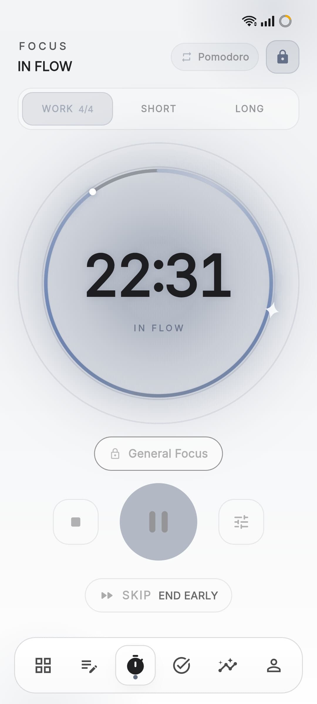 Aura focus session controls and intent selector