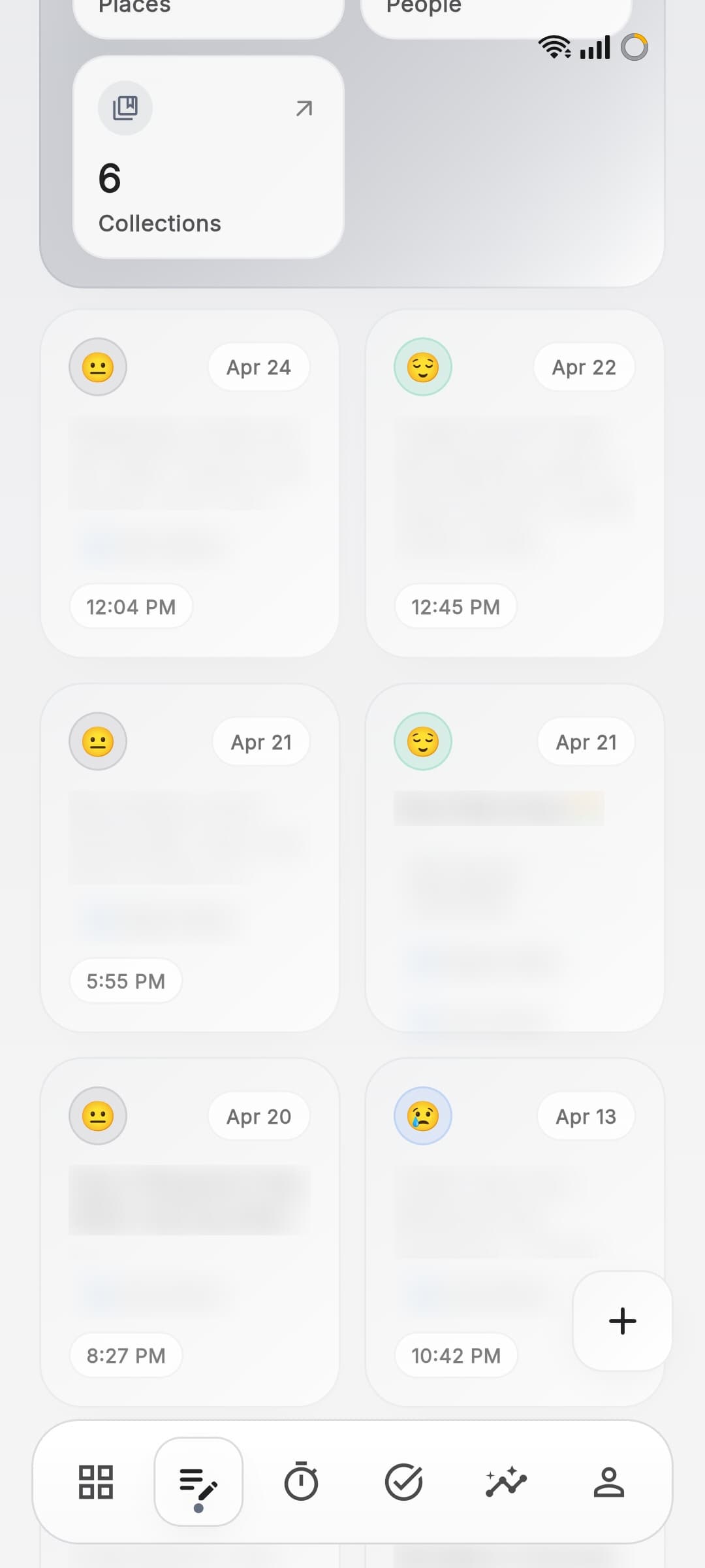 Aura journal discovery with people, places, and collections
