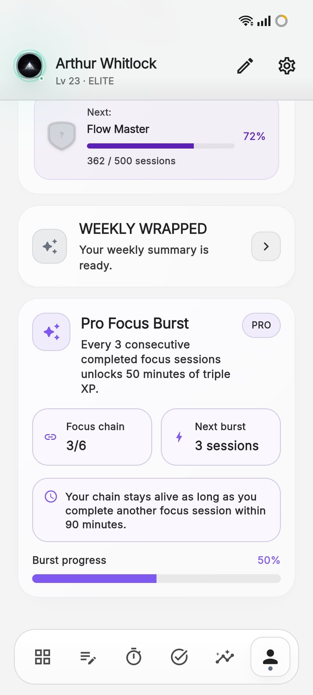 Aura profile personalization and stats