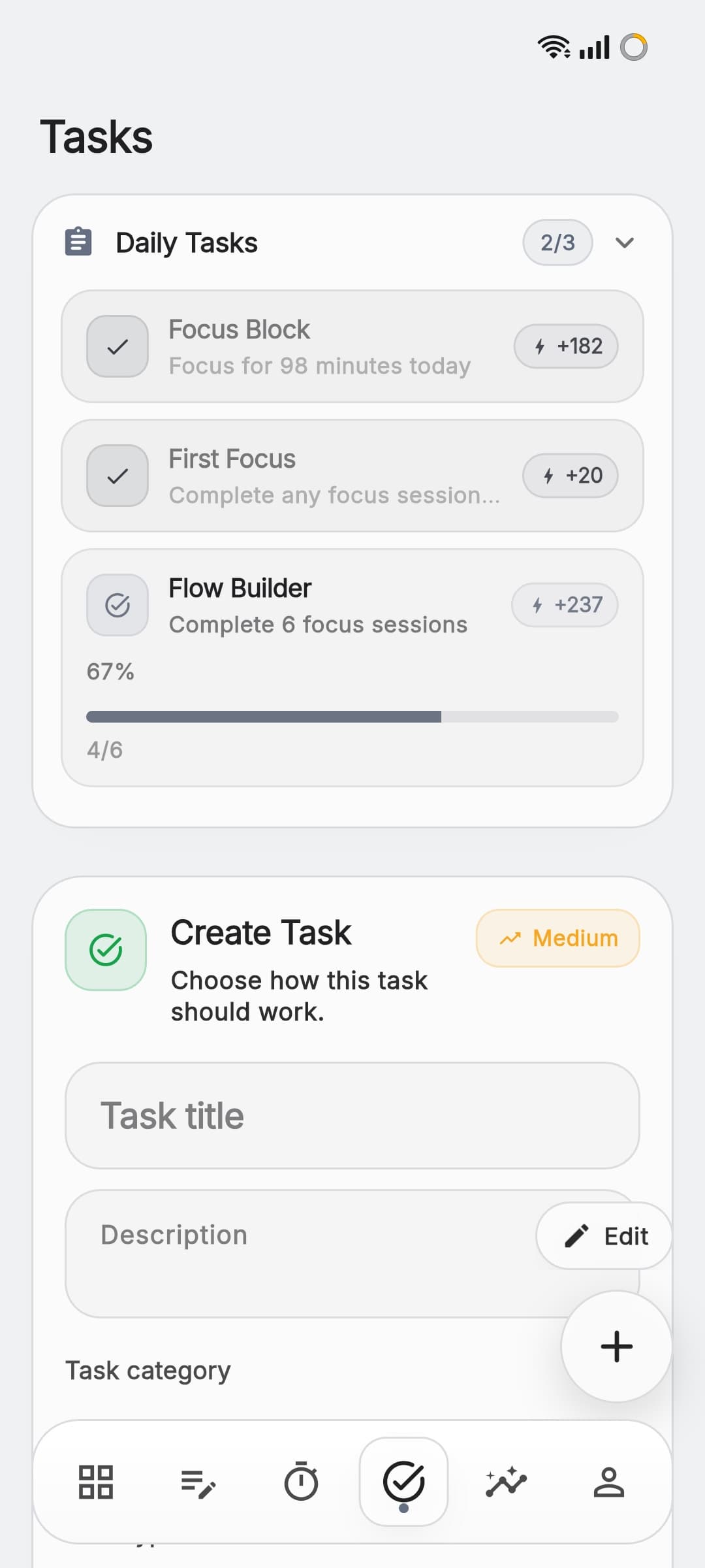 Aura task details and progress tracking