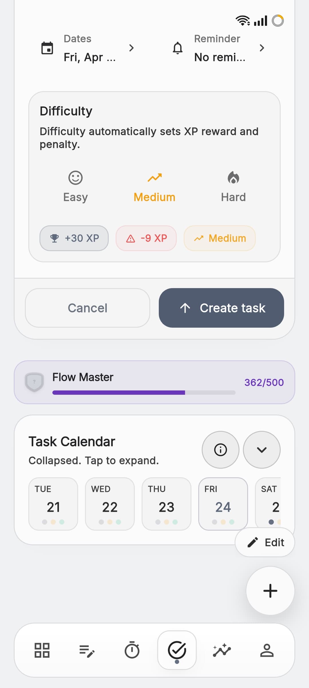 Aura task creation and organization