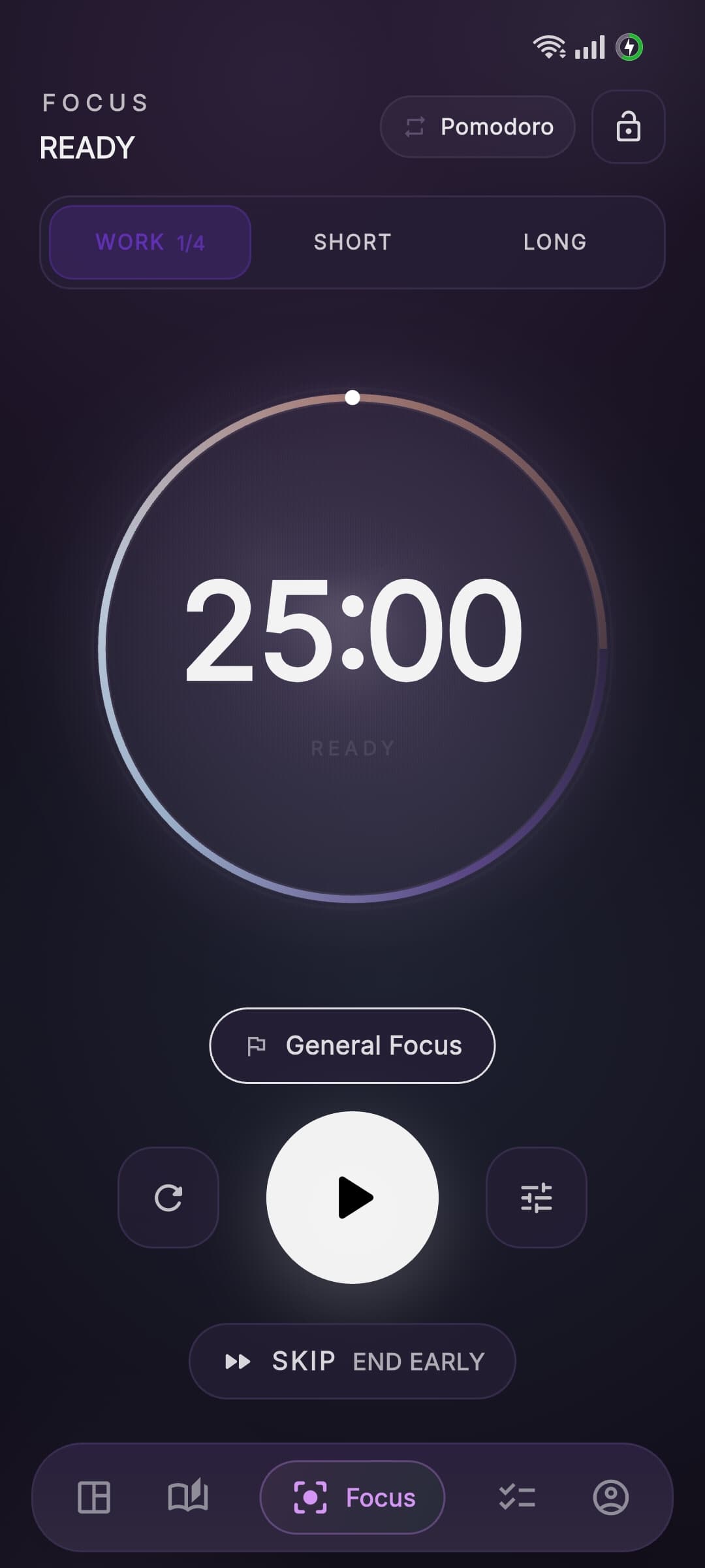 Aura focus timer with a calm breathing interface
