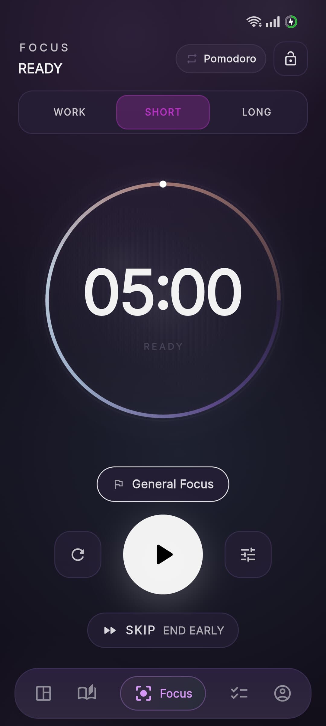 Aura focus session at five minutes