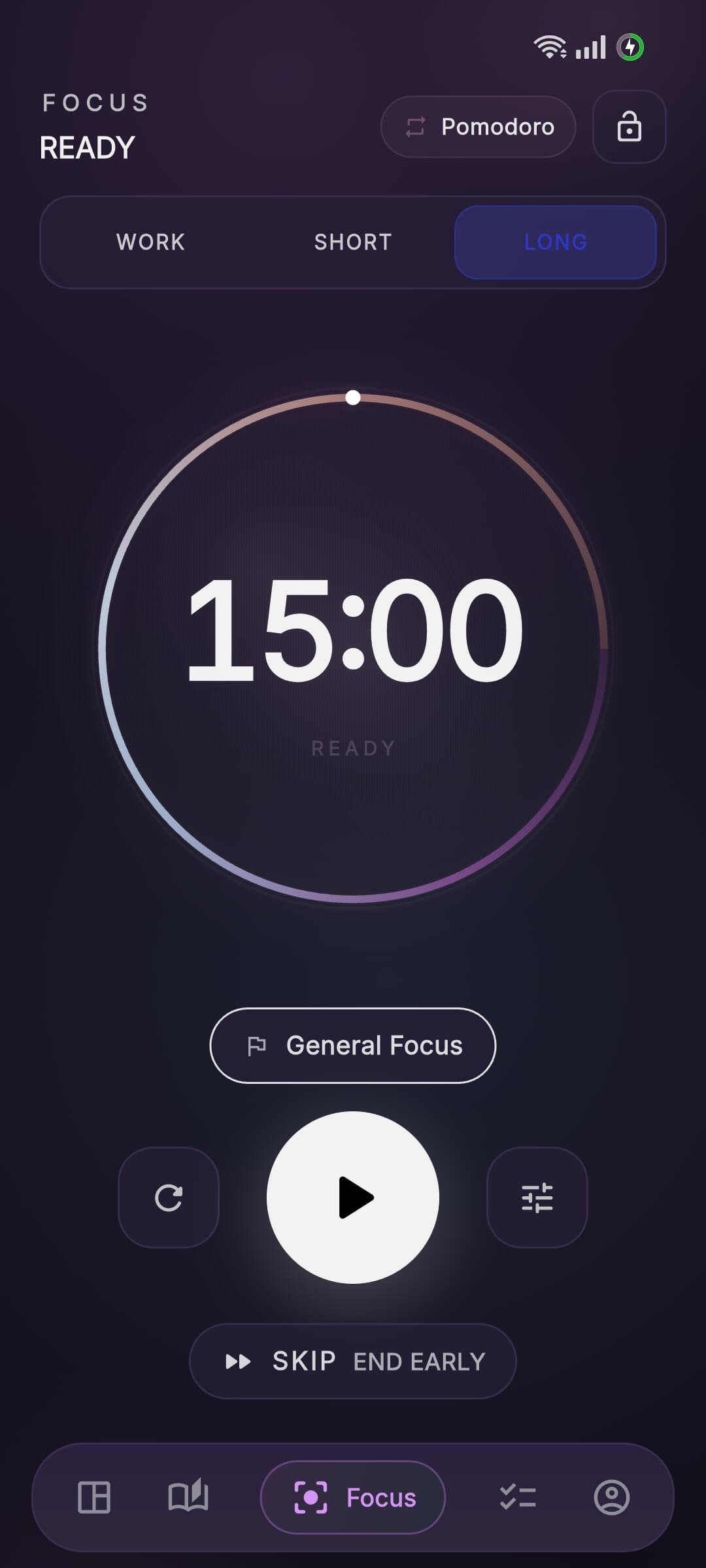 Aura focus session at fifteen minutes