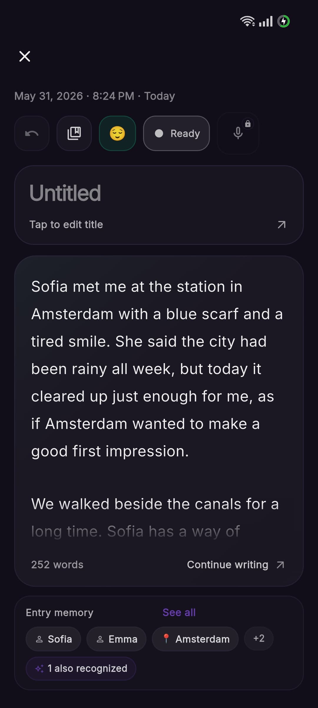 Aura journal editor with autosave and writing tools