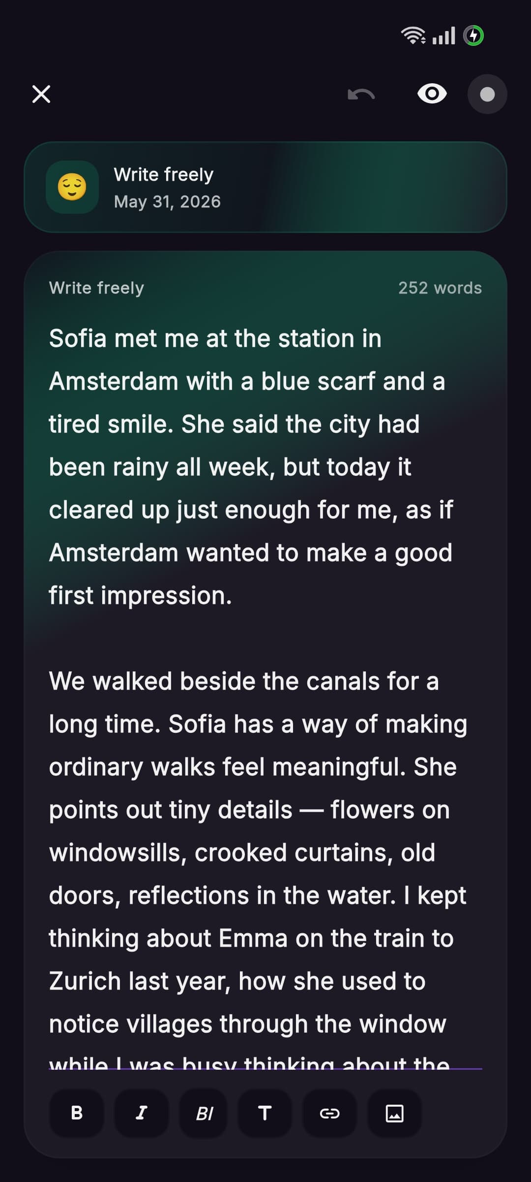 Aura journal entry with reflection metadata