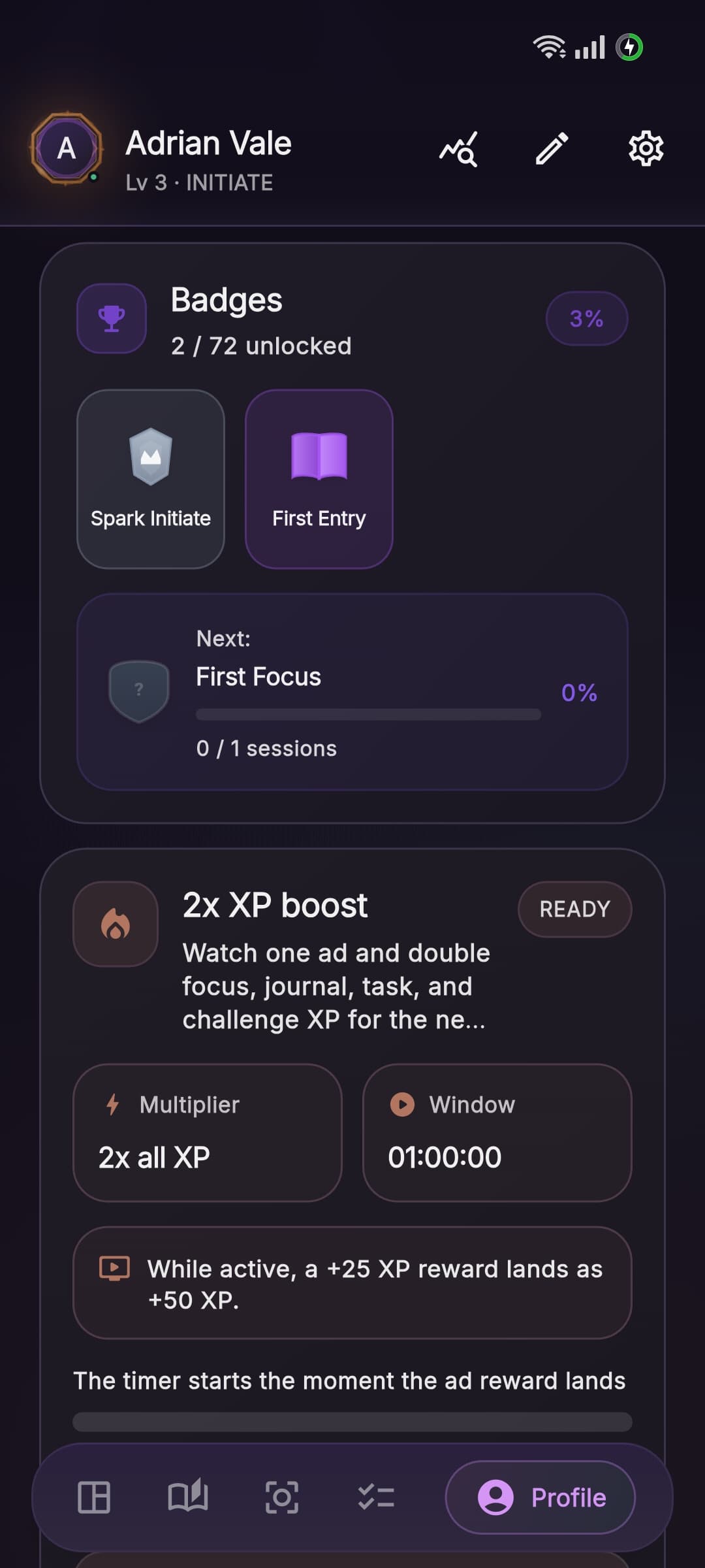 Aura profile personalization and stats